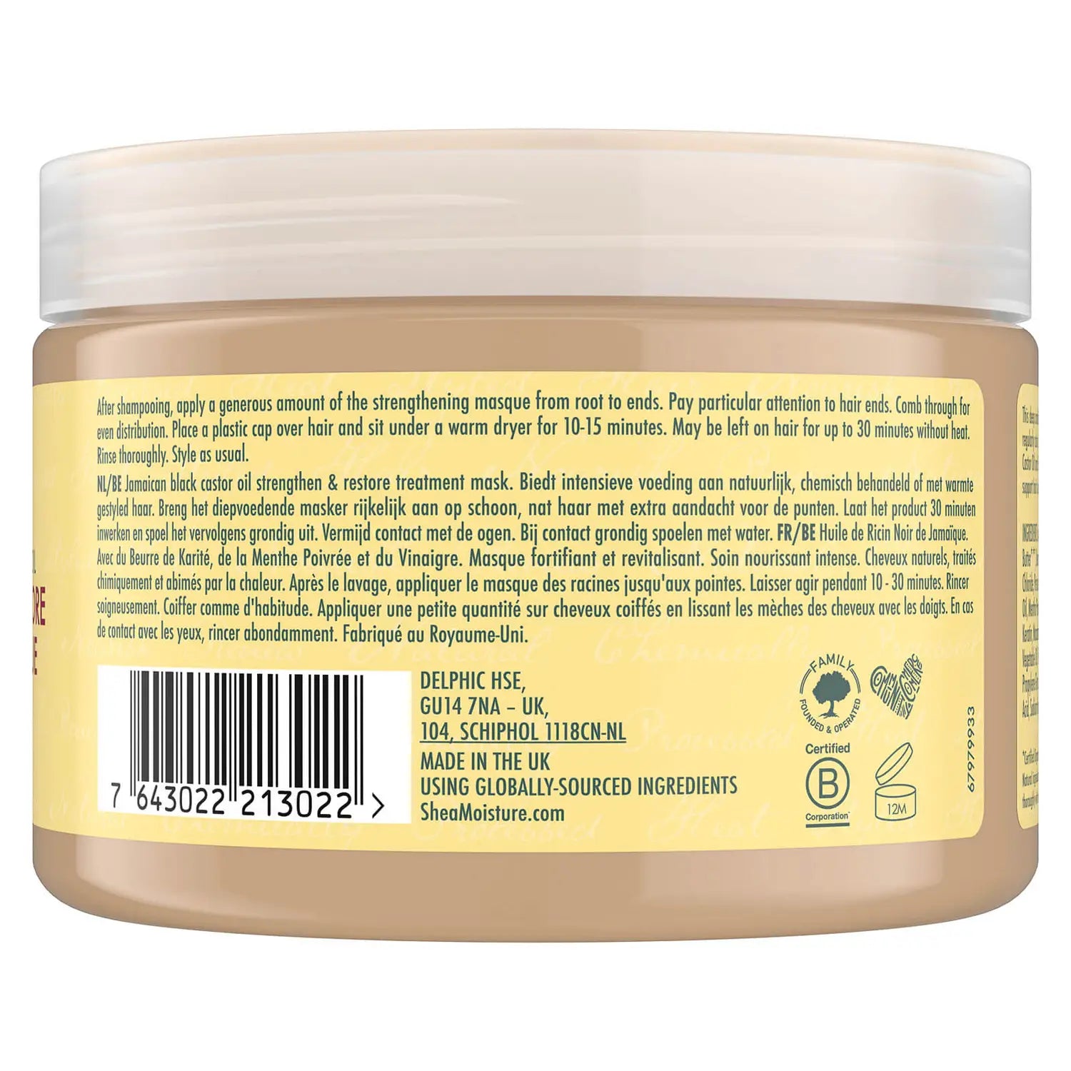 Shea Moisture Jamaican Black Castor Oil Strengthen & Restore Treatment Masque 340 g