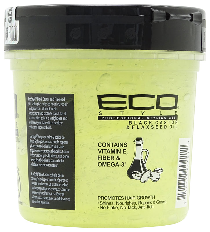 Eco Style Styling Gel Black Castor Oil & Flaxseed 473ml